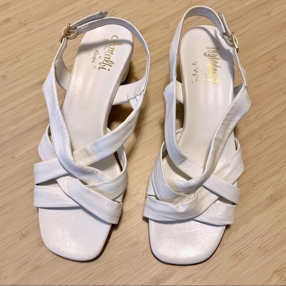 Vintage Genuine Leather White Strappy Sandals - Picture 2 of 11